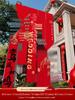 Double Happiness Banner for Outdoor Rural Wedding Courtyard Decor
