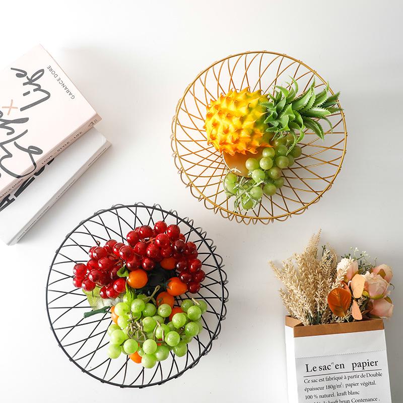 Modern Simple Iron Art Fruit Basket - Creative Hollow Design for Home Living Room Storage
