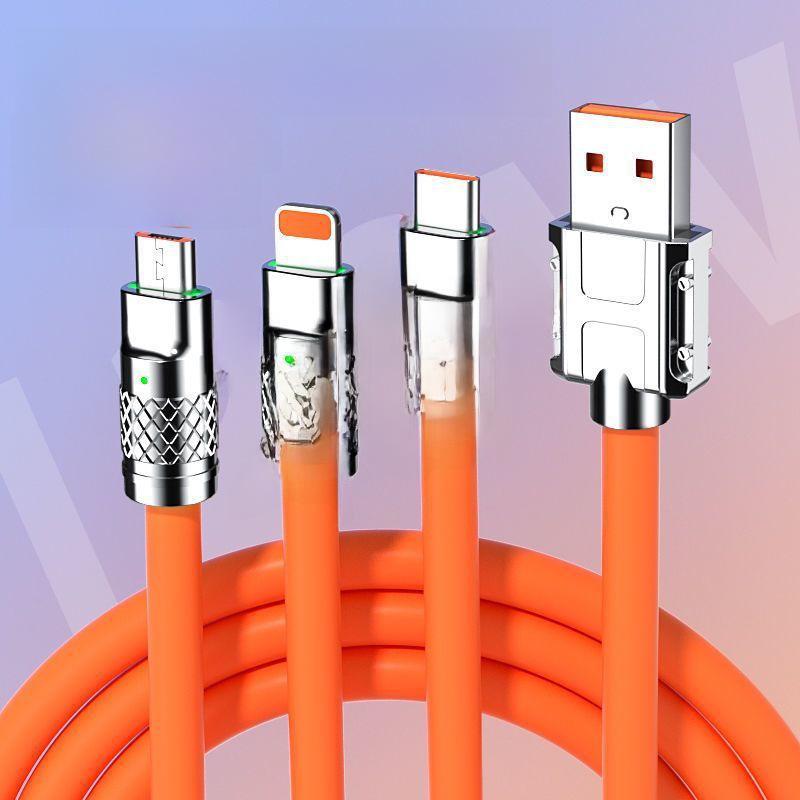 3-in-1 120W Thickened Fast Charging Cable for Apple, Huawei, and Android Devices