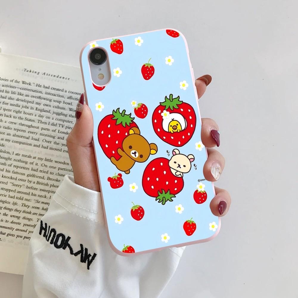 

R-Rilakkuma Phone Case for iPhone 14 11 12 13 Mini Pro Xs Max 8 7 6 6S Plus X XR Solid Candy Color Case iphone 14 plus