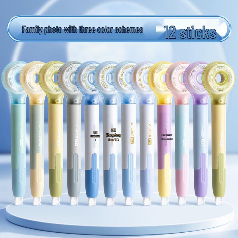 Pen-Style High-Capacity Correction Tape with Push-Button Design, Silent Operation, for Students