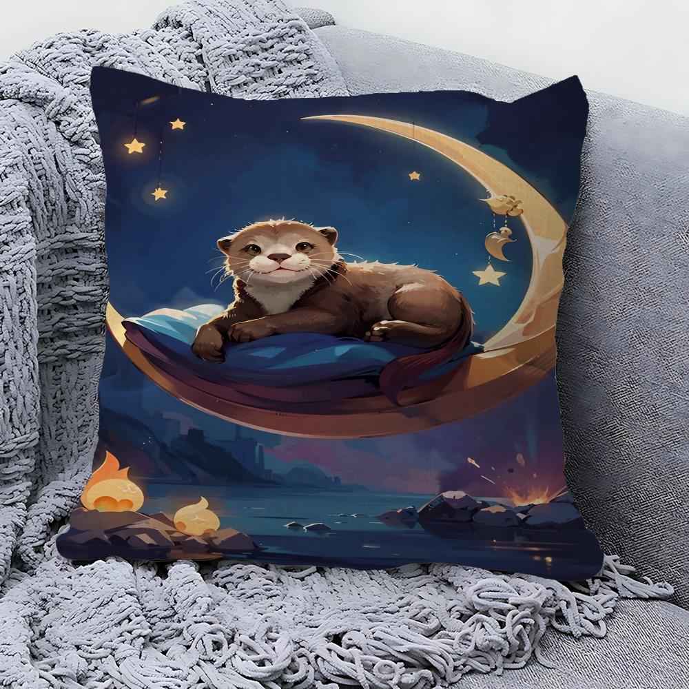Otters Pillow Cushion Cover Pillowcase Living Room Sofa Home Decor Customized