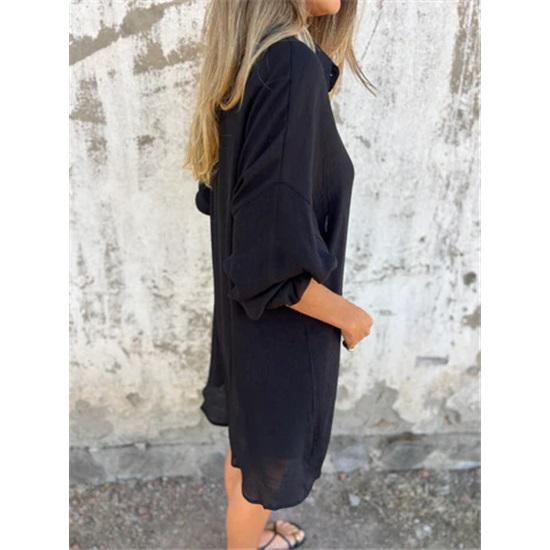 Women's shorts suit casual solid color cotton linen long sleeve wrinkle shirt and shorts two-piece set