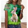 Cute Rabbit Pattern T Shirt For Women Funny Animal 3D Printed Tees Summer Loose Tops Short Sleeve Round Neck T-Shirts Streetwear