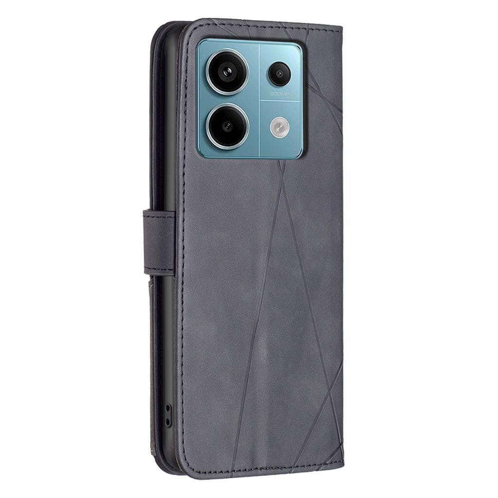 BINFEN COLOR For Xiaomi Redmi Note 13 Pro 5G/Poco X6 5G Phone Cases Wallet Stand Geometry Imprinted Leather Cover