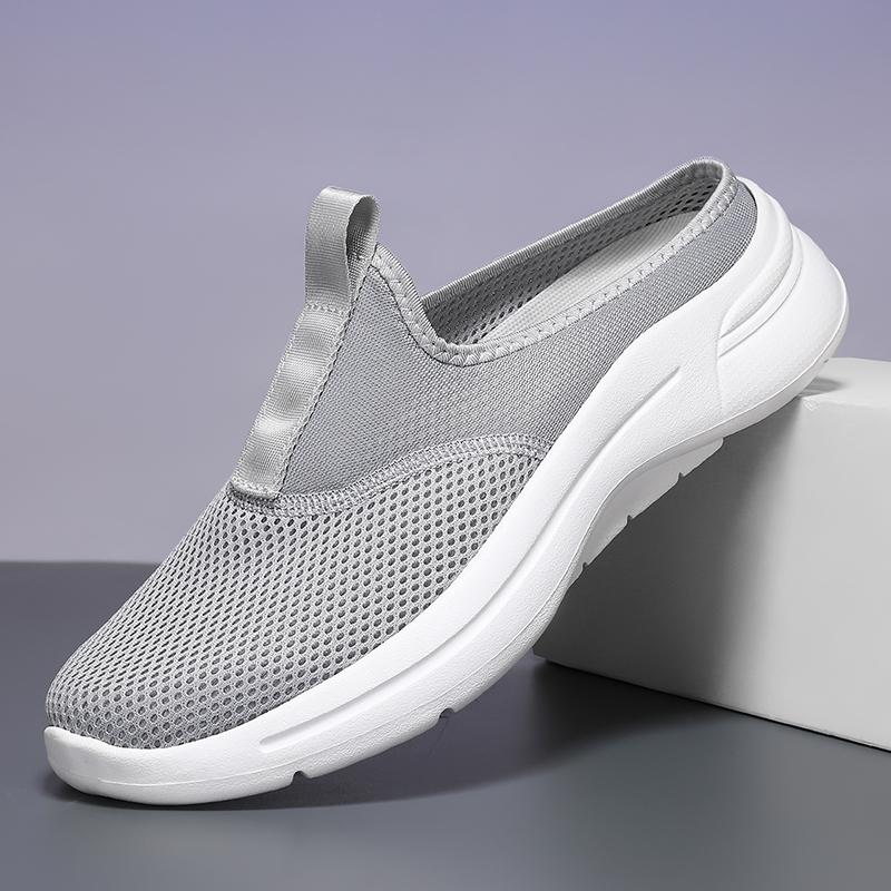 Fashion casual shoes men half slippers lightweight mesh summers shoes male breathable loafers slip on male footwear walking flats