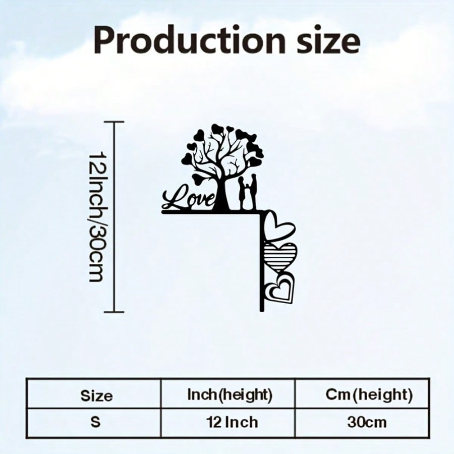 Vintage Couple Heart Metal Wall Art Rustproof Iron Sculpture Romantic Home Decor