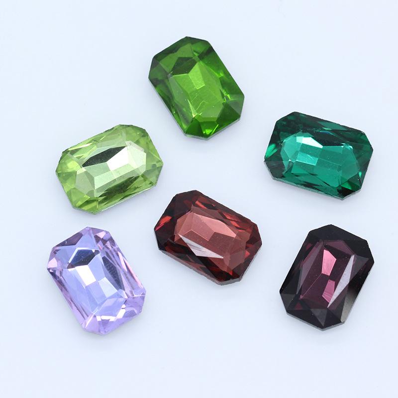 Octagonal Long Gem Crystal Glass Rhinestone for Clothing, Shoes, Phone Stickers, DIY Jewelry Accessories