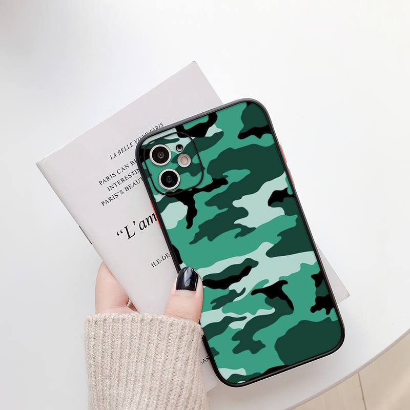 Custodia per Telefono RUICHI Lovebay Camouflage Verde Militare Per iPhone13 12 Mini 11 Pro XS Max X XR 7 8 Plus Copertura Traslucida Opaca