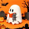 Desktop Geisterstatue Halloween Figur, Niedliche Lesestatue, Dekoration mit Party Tischmitte Kürbis Eimer, Skelett Welpen Tischdeko für