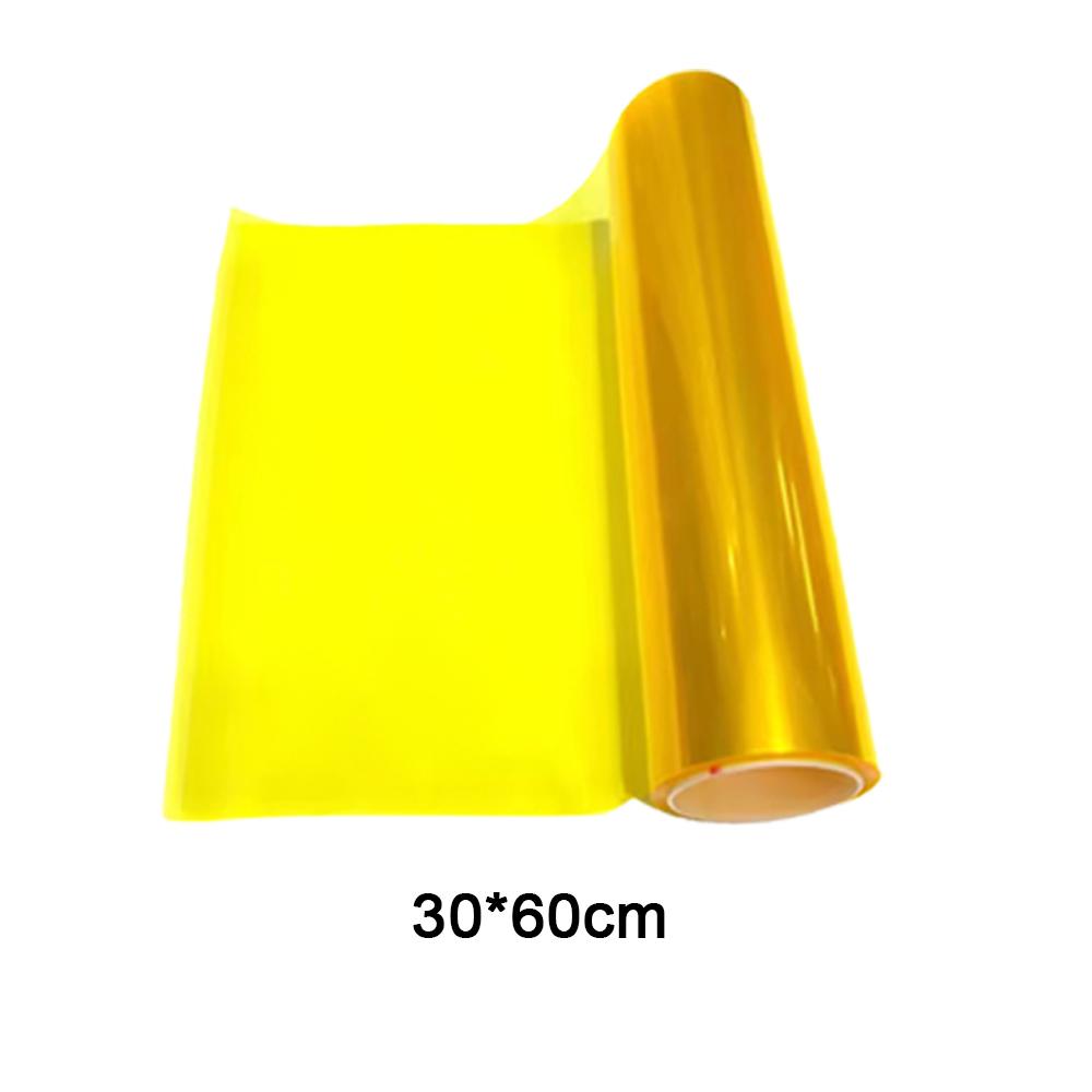 1 шт. Желтая пленка для фар автомобиля, 30*60/100/120 см Наклейка для мотоцикла, Водонепроницаемая и устойчивая к царапинам, Аксессуары для автомобиля 60cm