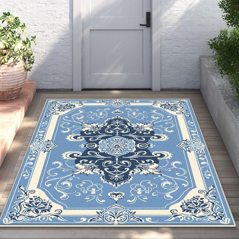 Blue Persia Carpet Living Room Decoration Home Sofa Area Rugs Outdoors Door Hall Non-slip Floor Mat Washable Bedroom Doormats