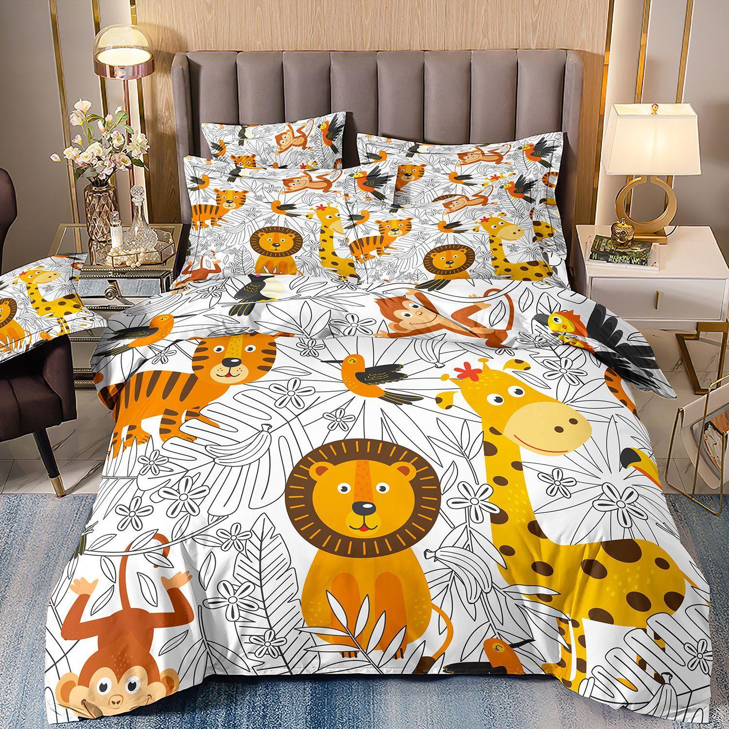 

3D Digital Printing Quilt Cover Pillowcase Three-Piece Children S Cartoon Dinosaur Bedding cover 70 * 133 and 50 * 75 * 1