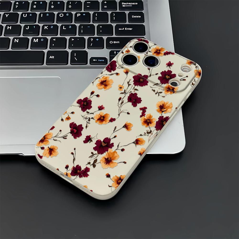 Small Floral Pattern IPhone 17 16 13 15 11 12 14 17 Pro Max Air 7 8 Shockproof Transparent Cover Silicone Soft Funda