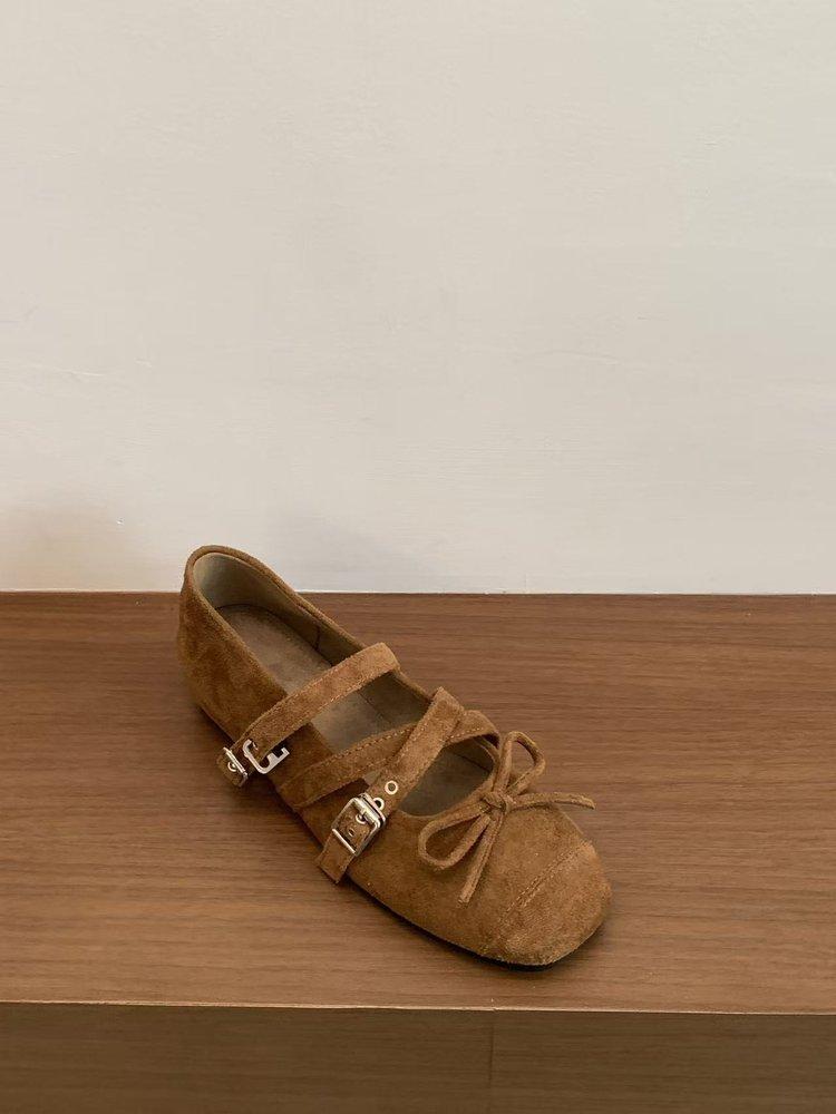 Inner height increase retro round head leopard print single shoes women's autumn niche design French Mary Jane women's shoes ballet shoes