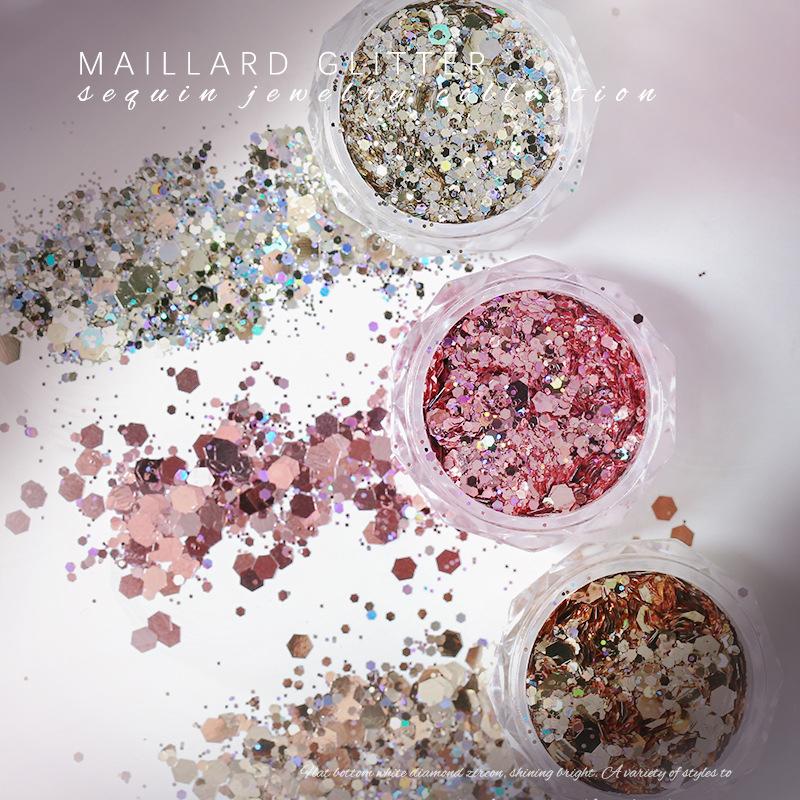 Maillard Sparkly Mixed Nail Sequins Uv Gel Acrylic Holographic Glitter Flakes Manicure Tips Charms For Women Girls Diy Manicure