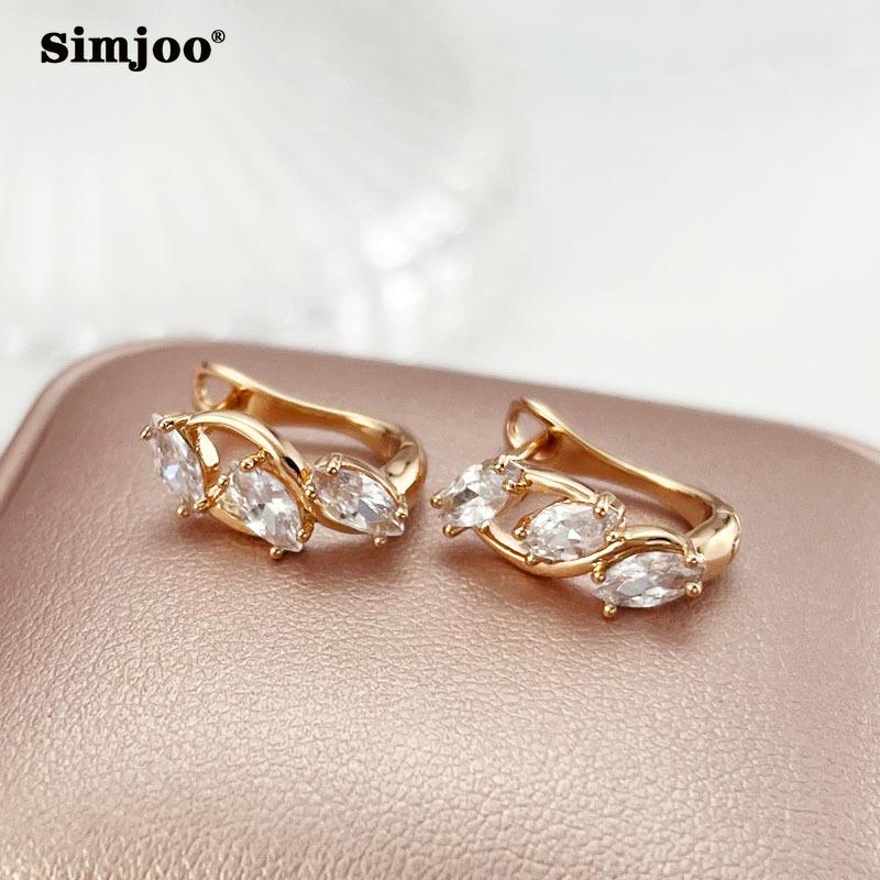 SIMJOO Couleur Or Rose Boucles d'Oreilles Puces Diamantées Individuelles en Zirconium Diamant Complet