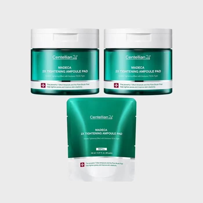 Centellian24 Madeca Double Tightening Ampoule Pad 2+Refill 60 Sheets 1 Pore Skin Elasticity Whitening Wrinkle Care Radiance Lifting