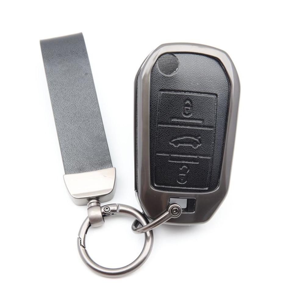 Zinc Alloy Leather Car Key Case Cover Holder 3 Button For Peugeot 208 301 308 508 5008 3008 Citroen 2010