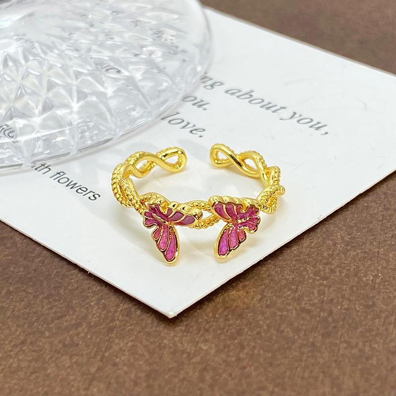 Blind Box Medieval Vintage Gold Niche Retro High-End Open Ring Color Treasure Light Luxury Ring Woman