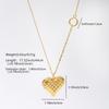 Plaid 3D Heart Asymmetrical Gold Necklace - Women's Collarbone Chain