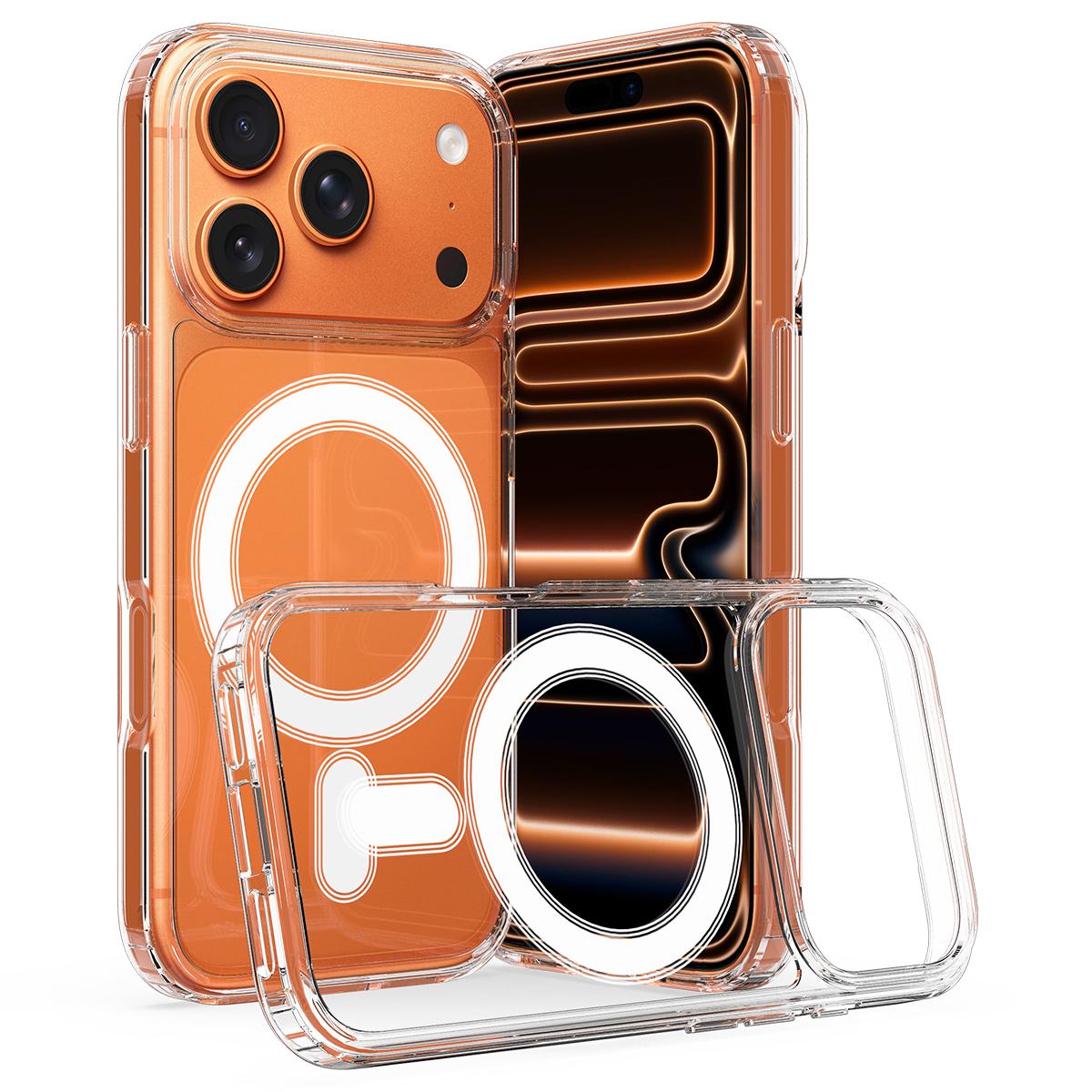 

For iPhone 17 Pro Clear Phone Case Compatible with MagSafe TPU+Acrylic Back Cover