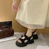 Platform-soled Roman sandals women's 2025 summer new versatile Korean version fashion full of rhinestones fairy style with skirt sandals women