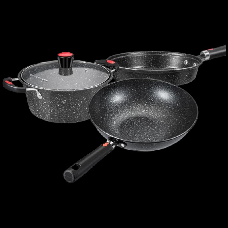 Bach Johann 3-Piece Maifan Stone Non-stick Cookware Set