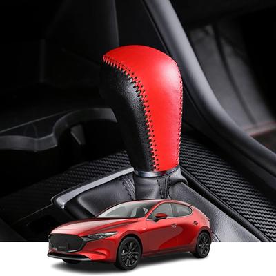 Kakash Genuine Leather Shift Knob Cover Interior Custom Parts Accessories Scratch Easy Installation Design Fits Mazda3 Fastback BP Series 2019 and DM