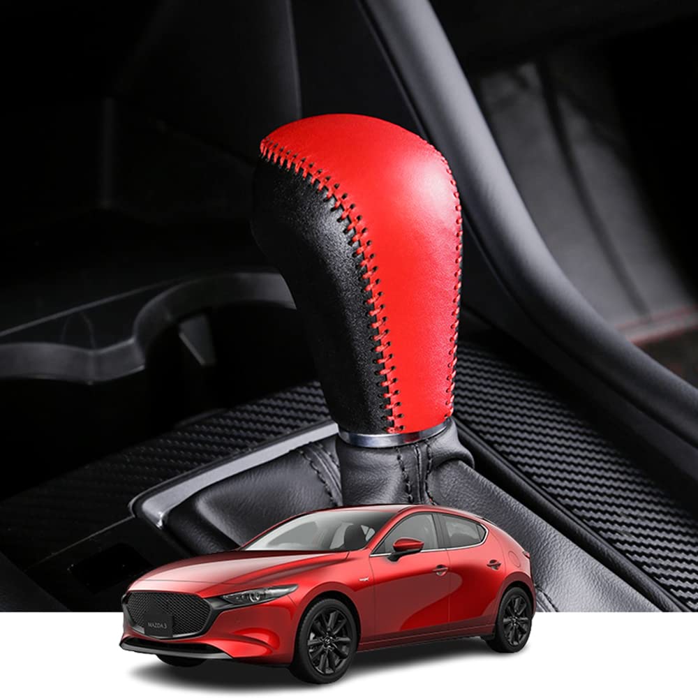 Kakash Mazda exclusive genuine leather material shift knob cover, interior CX-30/MAZDA3 красный