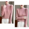Autumn Winter Women Knitwear Slim Fit Semi High Neck Pure Color Loose Short Knitted Sweater Base Layer