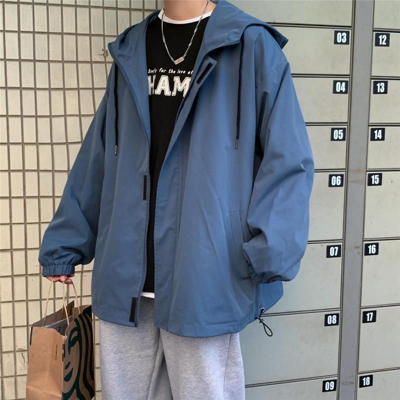 Men S Loose Hooded Windproof Hong Kong Style Jacket