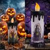 Electronic Candle Light, Fun Halloween Spooky LED Candle, 3-Color Flickering Realistic Flame Safe Battery Light for Party Decor Desktop Ornament