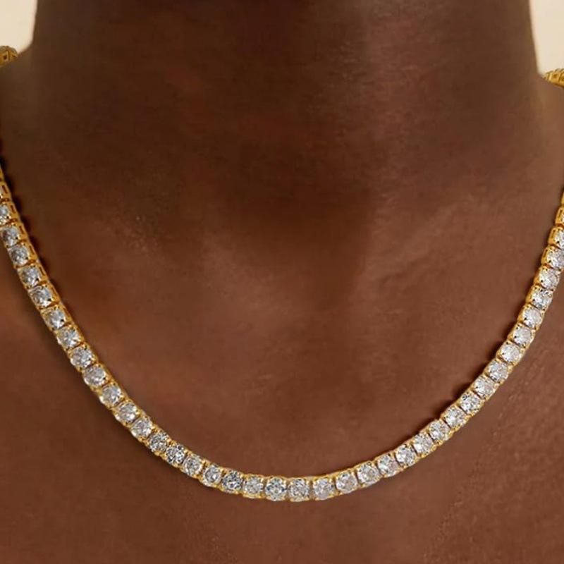 2026 New Cross-Border European American-Style Multilayer Zircon Copper Electroplated Minimalist Necklace Women Fashionable