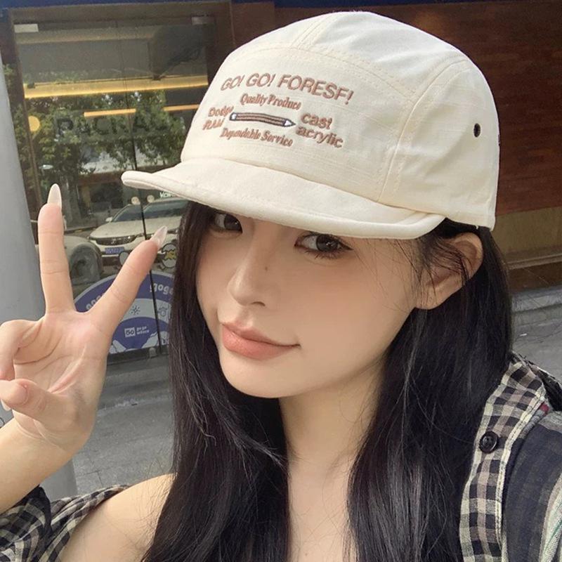 Yiran Bag Women's Japanese Short Brim Baseball Hat For Men Fashion Embroidery Spring Summer Cotton Peaked Hats Retro Outdoor Sunshade Cap Cm