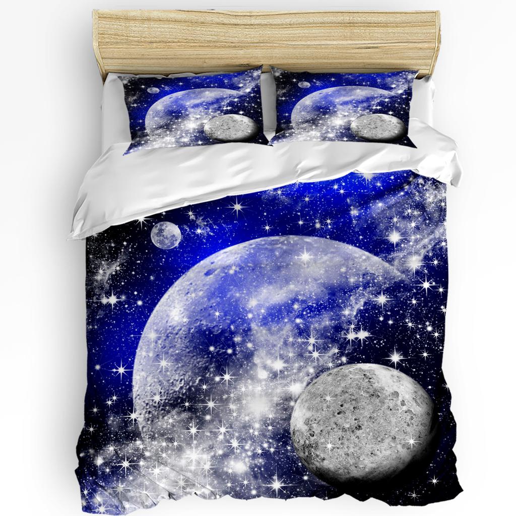 3pcs Bedding Set Rocket Flying Cartoon Universe Space White Duvet Cover Pillow Case Boy Kid Teen Girl Bedding Covers Set