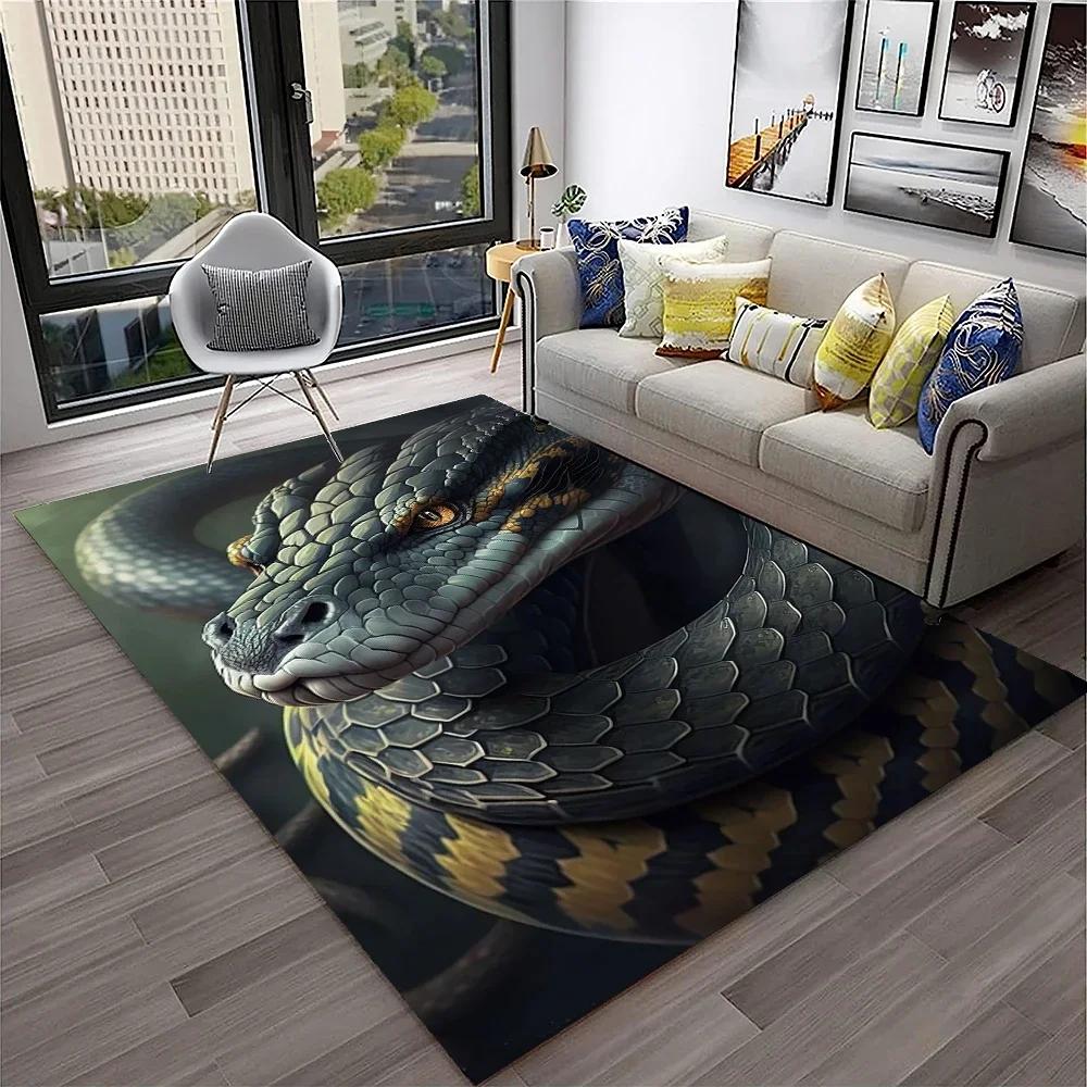 3D Gothic Schlange Schlangen Python Viper Teppich Teppich für Zuhause Wohnzimmer Schlafzimmer Sofa Fußmatte Dekor, Kinder Teppich Rutschfeste Bodenmatte