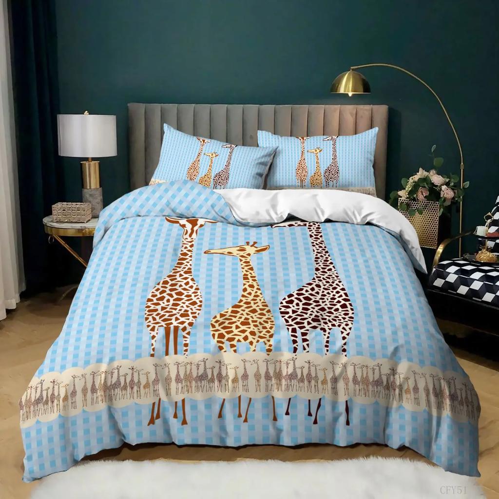Giraffe Elk 3D Print Girls/boy /teen Quilt Cover Set Cute Animal Deer Bed Duvet Cover Set For Twin Size Winter Comforter Cover