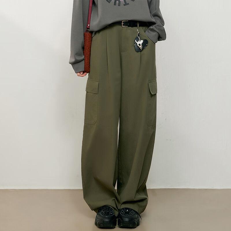 Bailuyu Women's 2025 Autumn Casual Colorblock Ruffle Cargo Pants