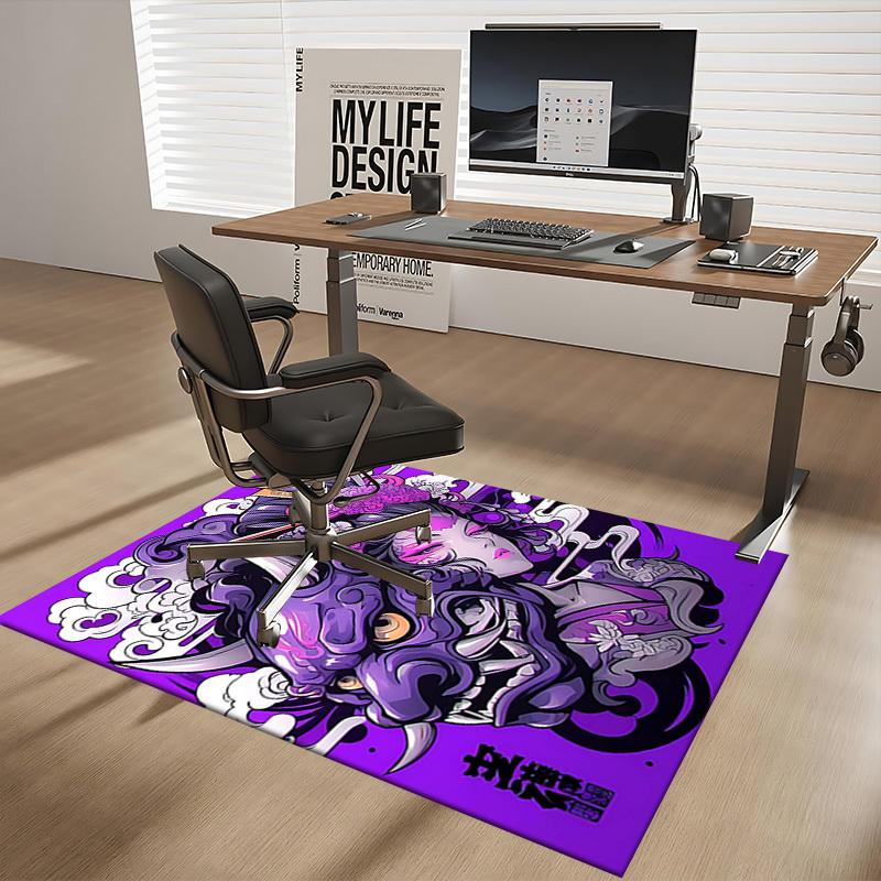 1pc Hannya Mask Chair Mat: Anime Cartoon Design, Non-Slip Carpet for Office Chairs, Suitable for Home Decor, Living Room, Bedroom, Game Room - Perfect