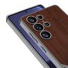 Samsung S25ultra Mobile Phone Case Wood Grain Electroplating Plain Leather S24ultra Fine Hole Full Inclusive Anti Fall Protection Case