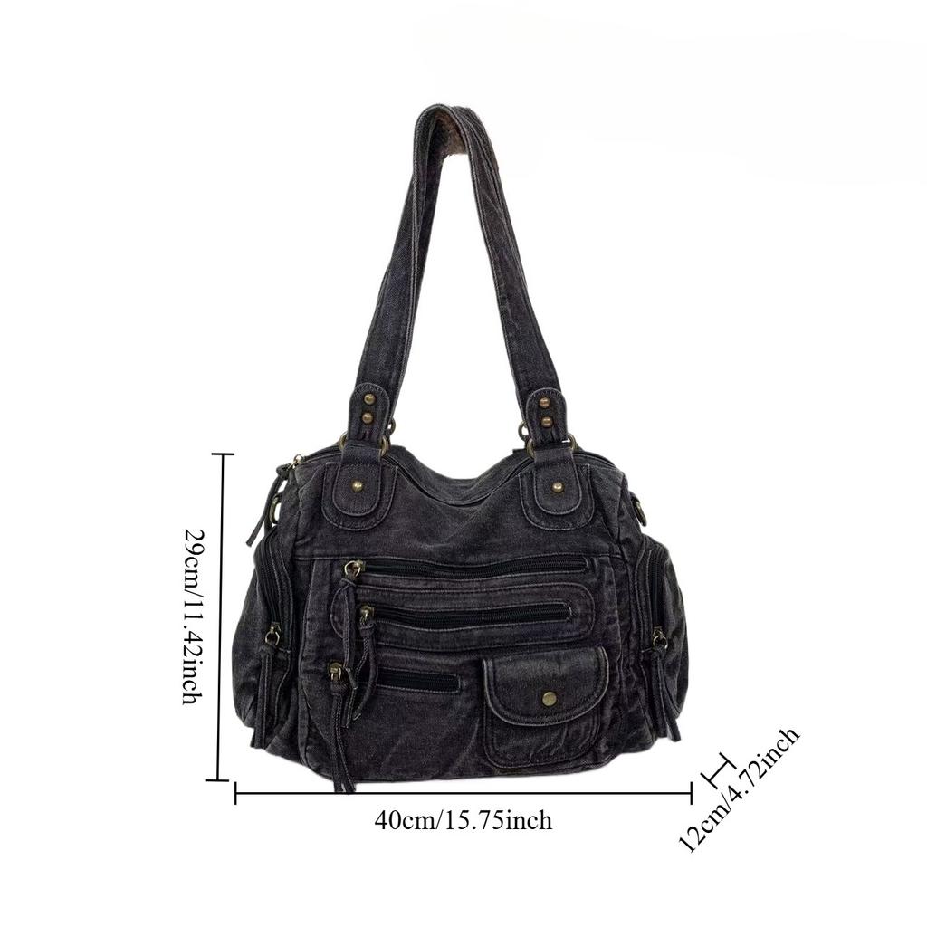 Damen Street Hottie Mehrere Taschen Gewaschene Lokomotive Tasche Große Kapazität Retro Umhängetasche