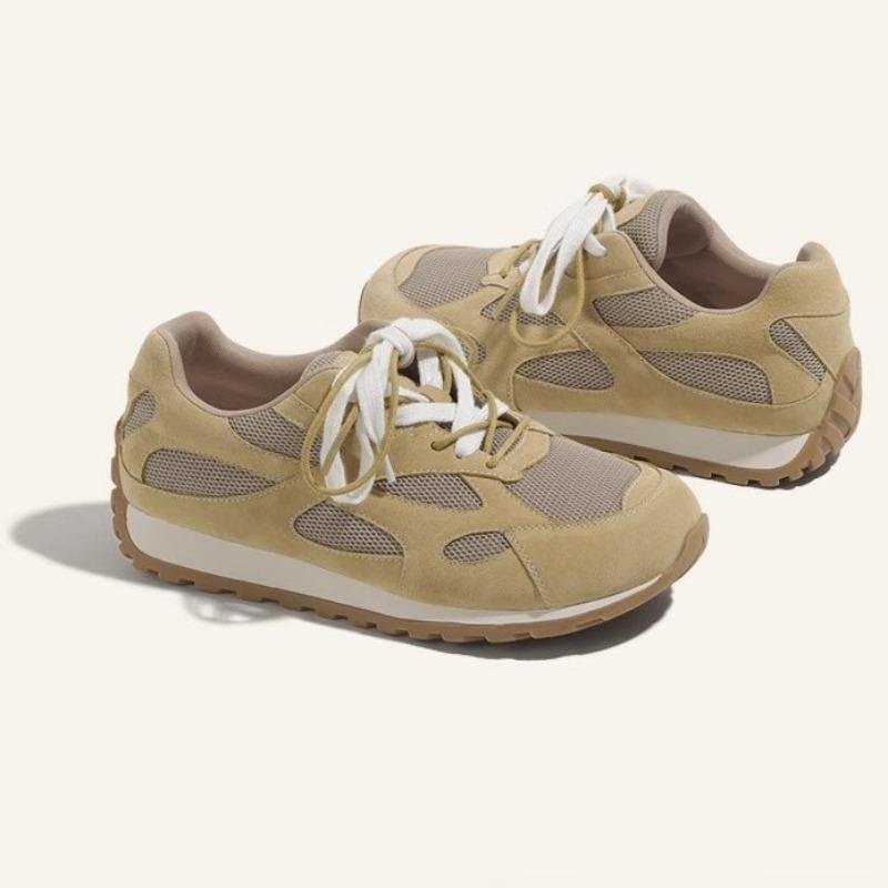 Leather~ Spring new sub-lace-up sports and leisure shoes flat-bottomed retro mesh breathable women's shoes
