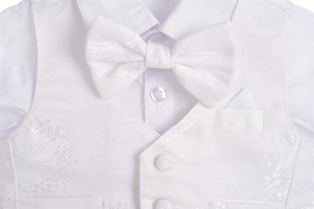 Dressy Daisy Baby White Christening Suit with Floral Long Sizes Months Boy's Hat, Pattern, Sleeves, 6-9