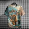 Full Print Animal Dragon Tiger Graphic T Shirt For Men Summer Short Sleeve Oversized Tshirts Tops 3d Print Men's T-Shirts