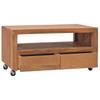 TV Stand with Casters 80 X 50 X 42 Cm Solid Teak Wood