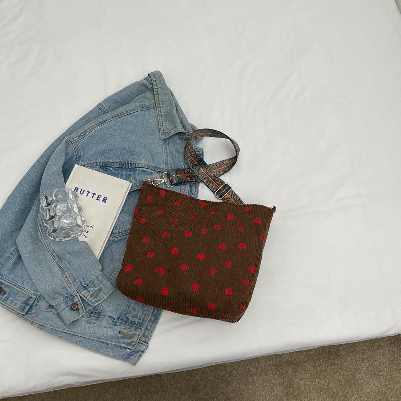 

Персонализированная Модная Сумка-тоут на одно плечо Новая Красивая Простая Клубничный узор Повседневная Летняя Студенческая Сумка через плечо