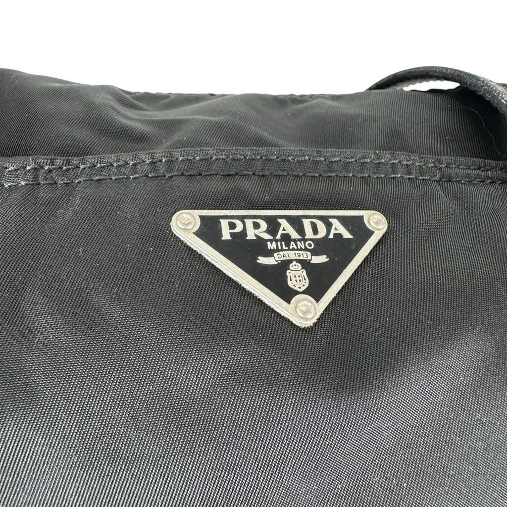 PRADA Triangular logo Tote Bag black Women used