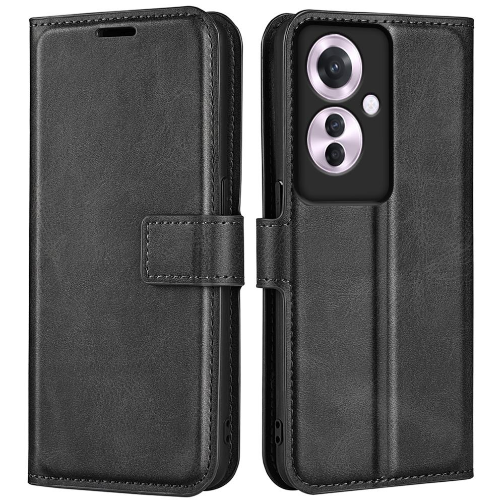 

For Oppo Reno11 F 5G Case Leather Phone Cover Square Magnetic Clasp Black