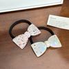 Fashion Cute 6.4cm Inlaid Colorful Rhinestones Bow Hair Band For Sweet Girls Acetate High Ponytail Hair Rope Hair Accessories